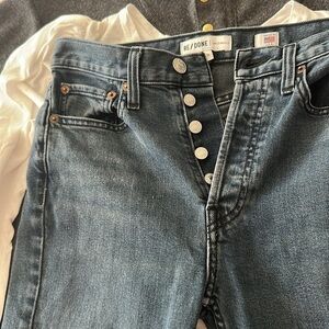 Re/Done High Rise Button Fly Skinny Jeans, 26